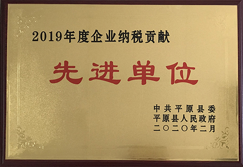 2019年度平原縣企業(yè)納稅貢獻先進單位