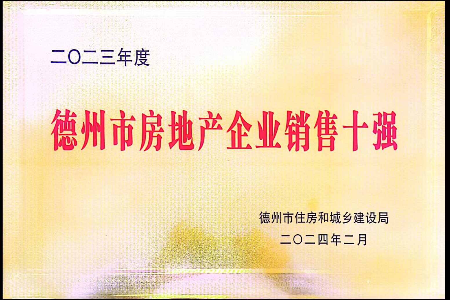 2023年度德州市房地產(chǎn)企業(yè)銷售十強